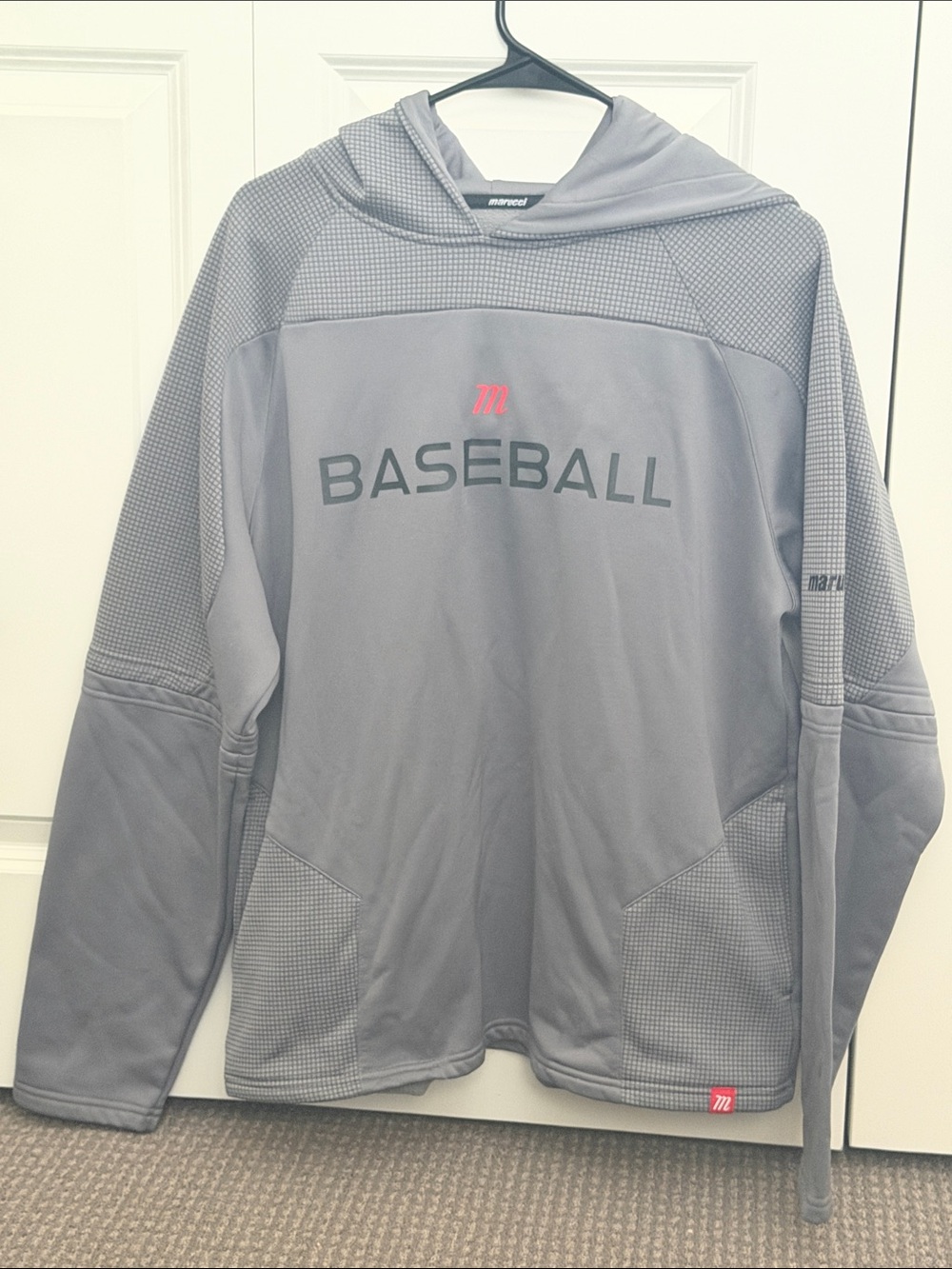 Men's Gray BASEBALL Crewneck Hoodie Sweatshirt